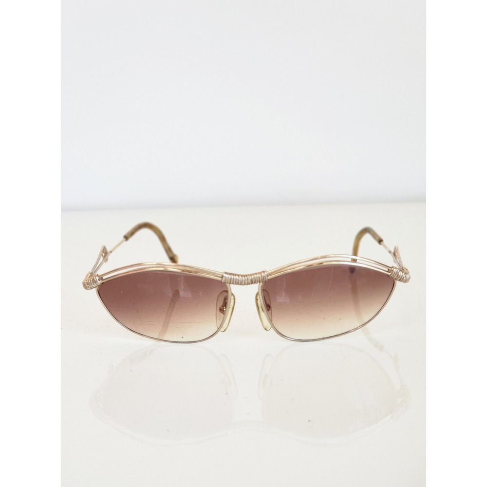 Christian Lacroix Vintage Sunglasses Gold Wire Frame Brown‎ Gradient 7386 40